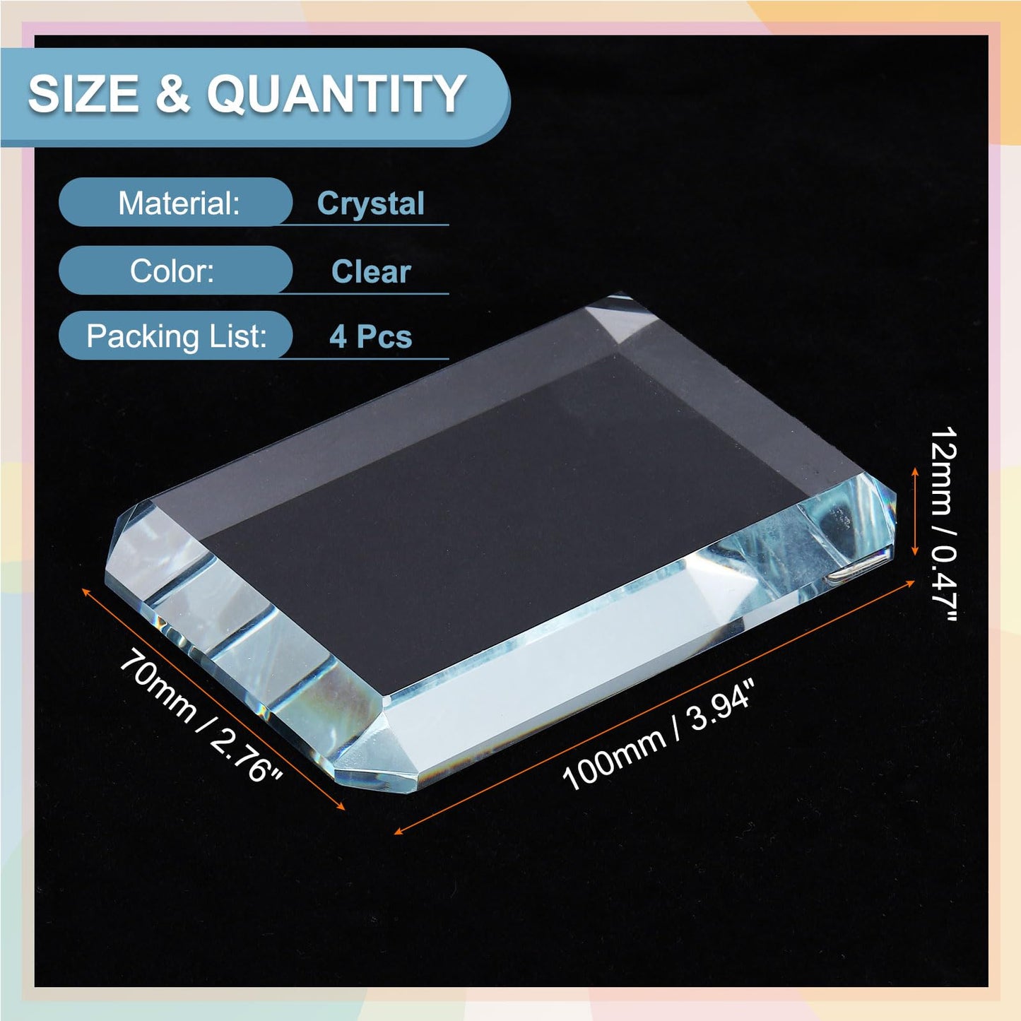 PATIKIL 2 Pcs Clear Crystal Paperweight, 3.94 x 2.76 x 0.47 Inch Clear Paperweight Decorative for Home Decoration Reading Photography Daily Office Gifts (Rectangle)