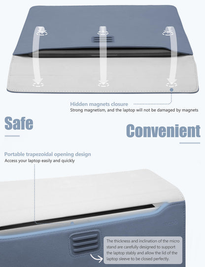 HYZUO 13.3-14 Inch Laptop Sleeve Case Bag with Adjustable Stand for MacBook Pro 14 M5/M4/M3/M2/M1 Pro/Max A3426 A3427 2026-2021, MacBook Air/Pro 13.3, 13.8-13.5 Surface Laptop, Haze Blue