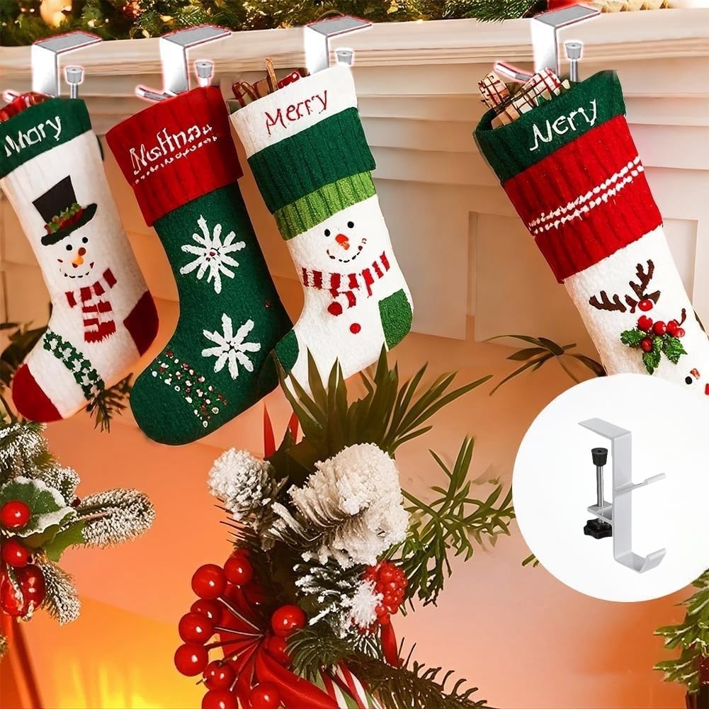 2 in 1 Garland Hangers and Fireplace Stocking Holders，Mantel Hanger for Garland Hooks for Christmas Adjustable No Drill Mantle Hooks Stocking Hanger for Fireplace Xmas Holiday Home Party Decoration