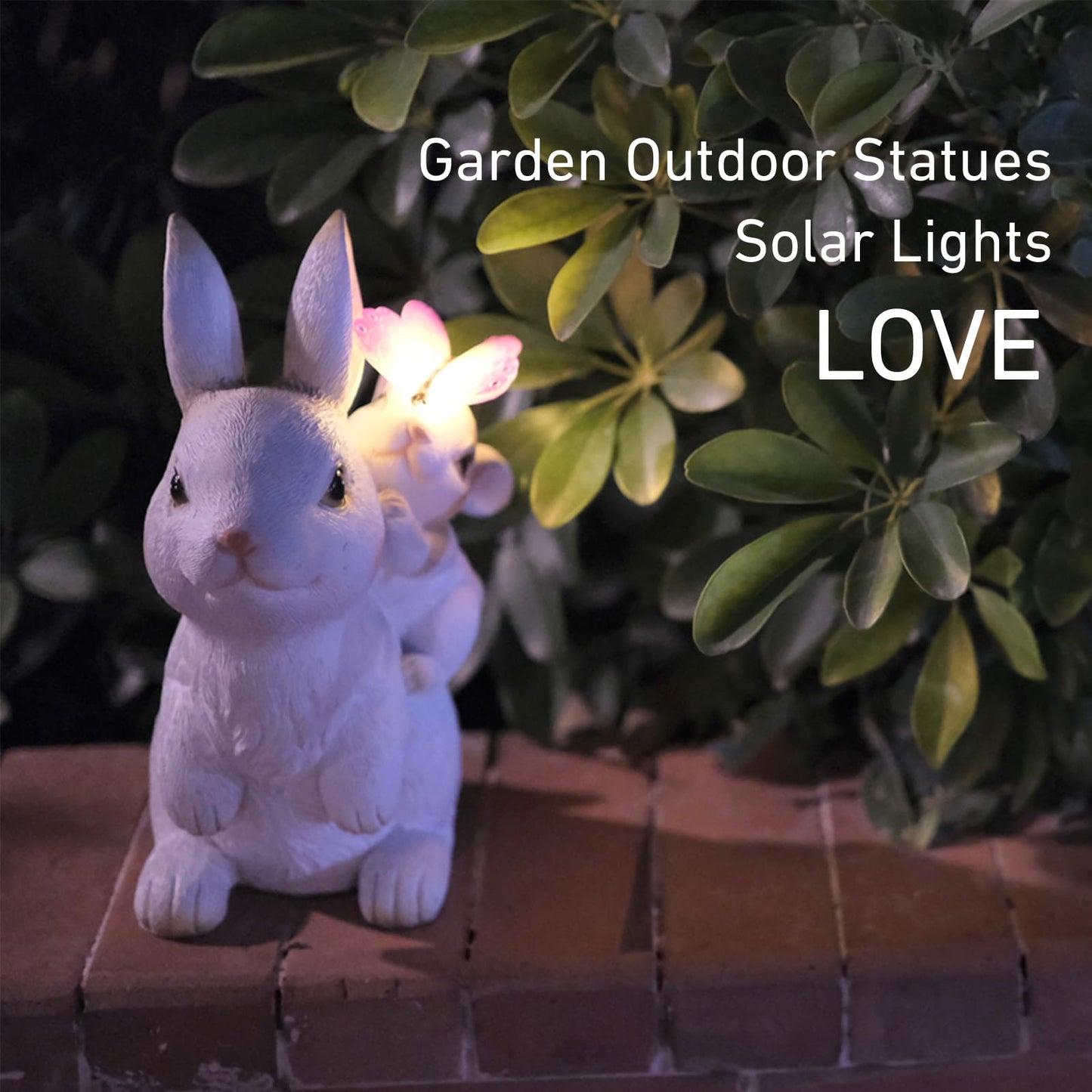 Mothers Day Gifts, Solar Garden Statues Rabbit with Solar Lights, Mother & Baby Bunny Figurine with Butterfly Lights for Yard Art Garden Patio Decor, Easter Birthday Gifts for Women Mom Grandma.
