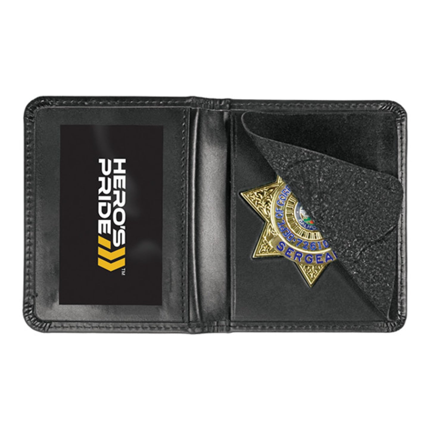 Hero's Pride Deluxe Compact Bi-Fold Genuine Leather ID Case with Recessed Badge Cutout, 7 Point Star, Fits Badge Size 2-3/4 x 2-3/4" (0010)