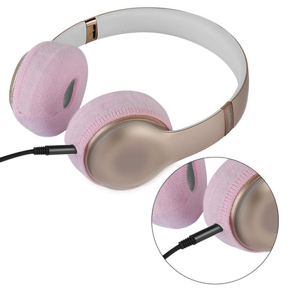 Geekria 2 Pairs Knit Headphones Ear Covers - Product Safety Certified - Washable & Stretchable Sanitary Earcup Protectors for On-Ear Headsets, Sweat Pads for Gym, Meeting (Size S/Pink)