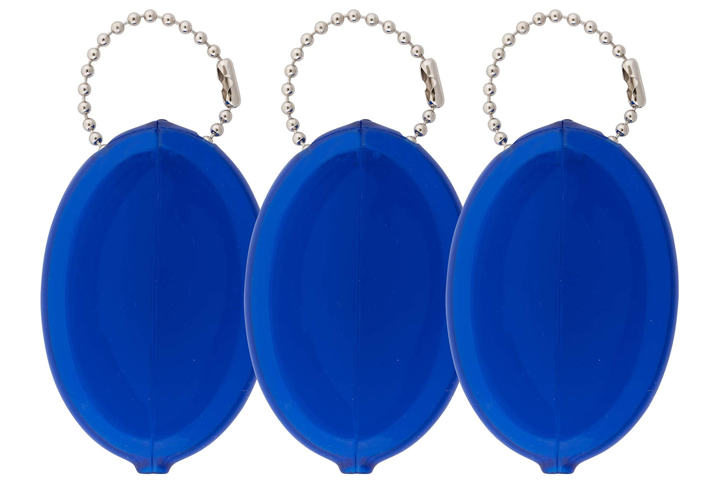 Oval Rubber Coin Purse Change Holder Made in U.S.A. For Men/Woman With Chain Pouch Made By Nabob Leather (Blue 3 Pack)