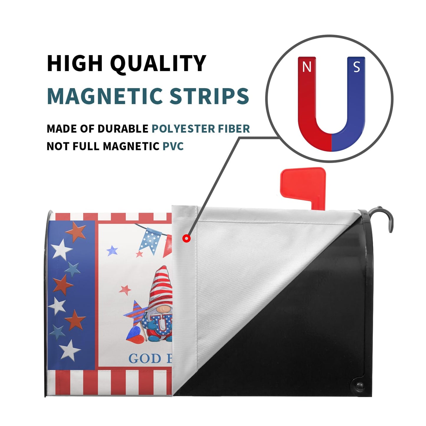 American Patriotic Mailbox Covers Magnetic Standard Size 25.5x21 in American Flag Magnetic Mail Box Covers 4Th of July Holiday Mailbox Wraps Post Letter Box Cover for Garden Yard Outside
