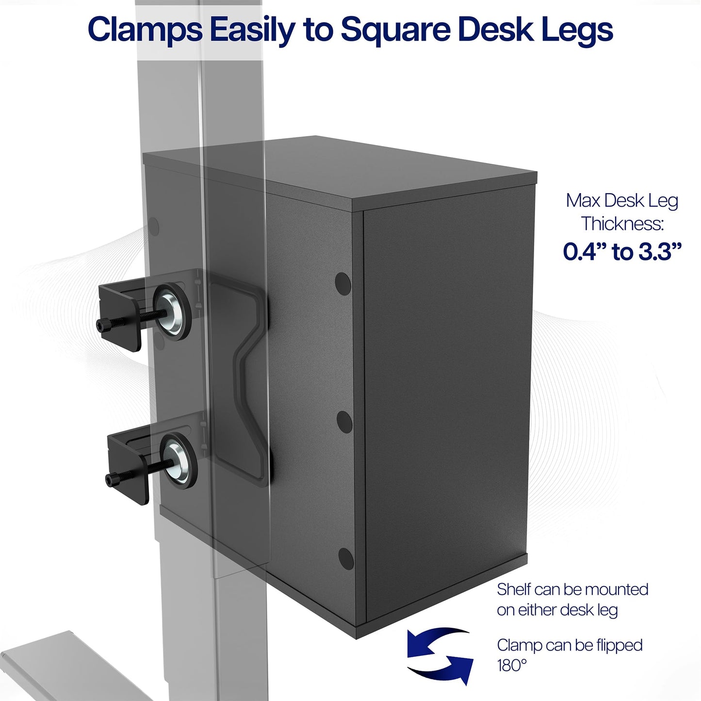 VIVO Clamp-on Under Desk Shelving Unit, Office Accessory Holder for Supplies, Gaming Devices, and More, Multi-Level Storage Shelves, Workstation Organizer, Black, DESK-SHELF3CL