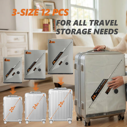 FYXHHOT Rechargeable Wireless Pump Travel Vacuum Bags Set,Vacuum Storage Bags Portable Space Saver Bags for Travel, Home, Vacuum Compression Packing Seal for Clothes Seasonal Storage 12 Combo Set