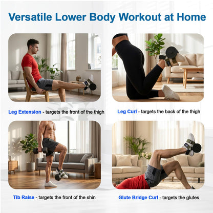 Portable Tibialis Trainer for Dumbbell - Adjustable Leg Extension & Hamstring Curl Foot Strap - Ankle Weights Attachment for Home Gym Shin Splints & Knee Ability Training (1 Pair)