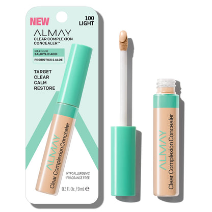 Almay Clear Complexion Acne & Blemish Spot Treatment Concealer Makeup with Salicylic Acid- for Sensitive Skin, 200 Light/Medium, 0.3 fl oz.