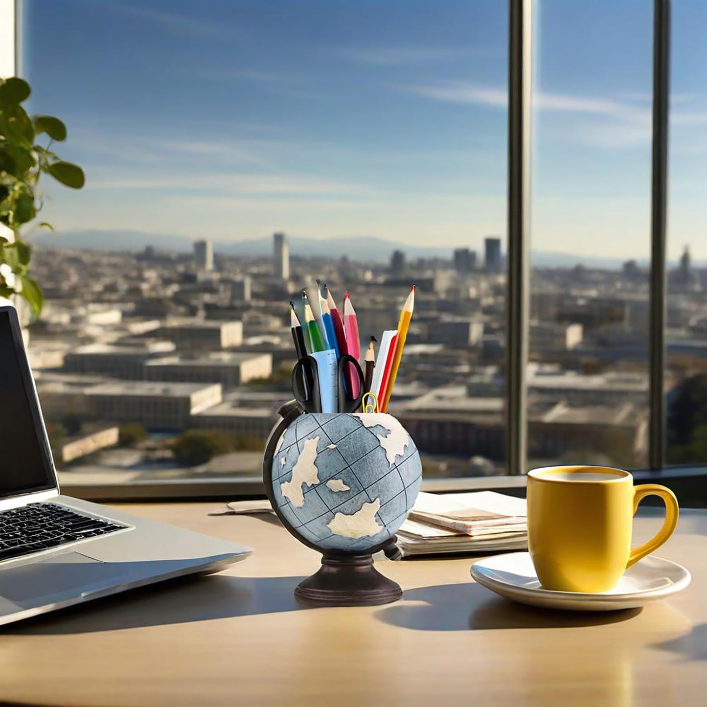 MUAMAX Globe Pen Pencil Holder for Desk Pen Organizer for Desk Desktop Organizer Pencil Cup Pot Desktop Accessories for Home Office School