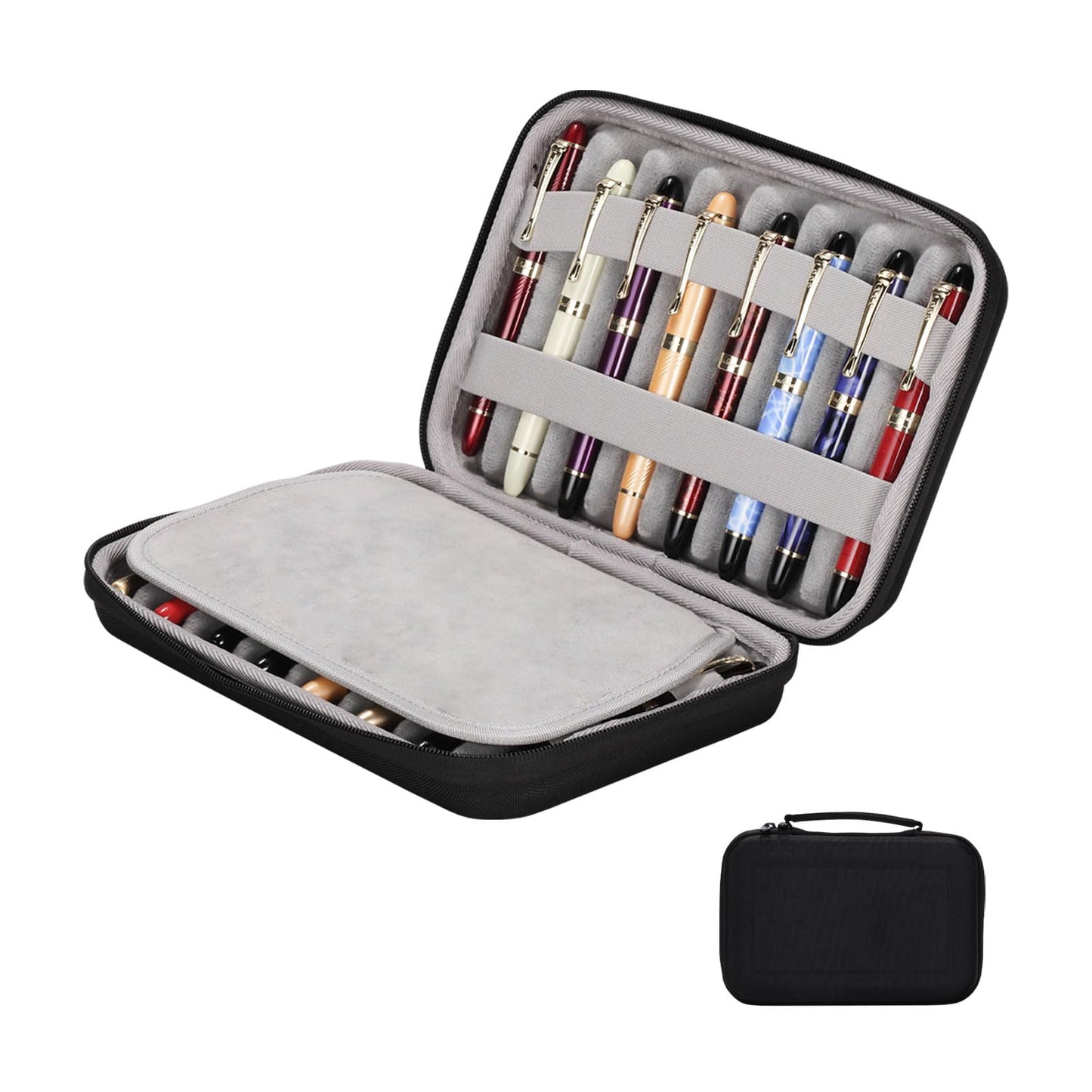 MIVLXLX 16 Slots pen case/boxes，Nylon cloth Pencil Tray Case Organizer, Fashion Design,Handmade Display Zippered Pouch for Rollerball Pen-Retro