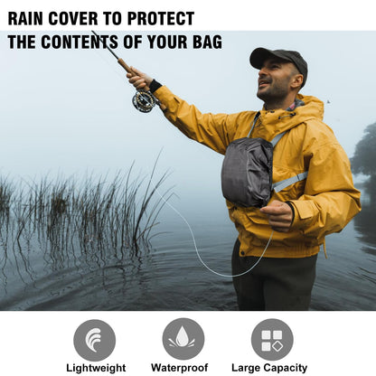 Qiullen Fly Fishing Chest Pack,Waterproof Tackle Bag with Zip-Down Workstation,Fly Box Storage,Net Holder,Adjustable Straps for Wading and Stream Fishing