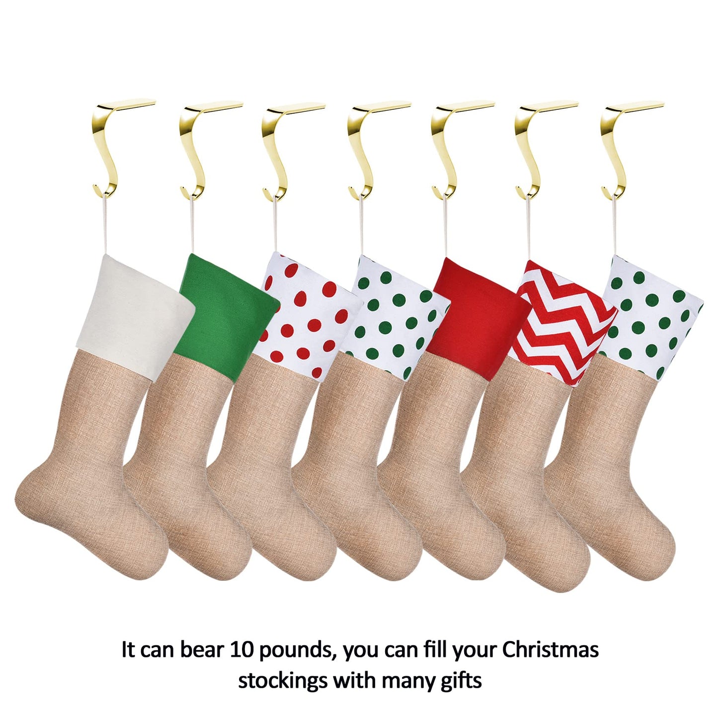 Sunshane 7 Pieces Christmas Stocking Holders Mantel Hanger Hooks Xmas Mantle Grips Set Safety Hang Stocking Clips for Christmas Party Decoration (Gold)