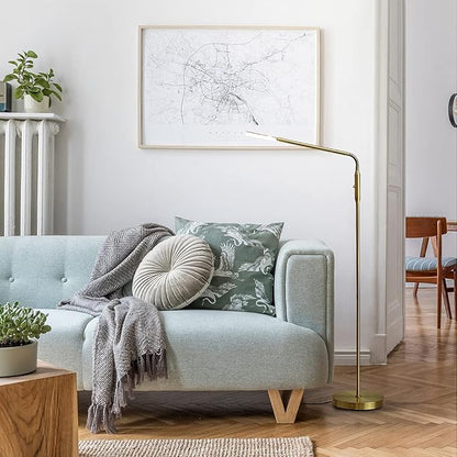 O’Bright Moon - Dimmable LED Floor Lamp, Adjustable Color Temperature for Bedside Reading, Work Light, Art/Crafting Light, Sewing, 360° Flexible Gooseneck, Rotatable Lighting, Antique Brass