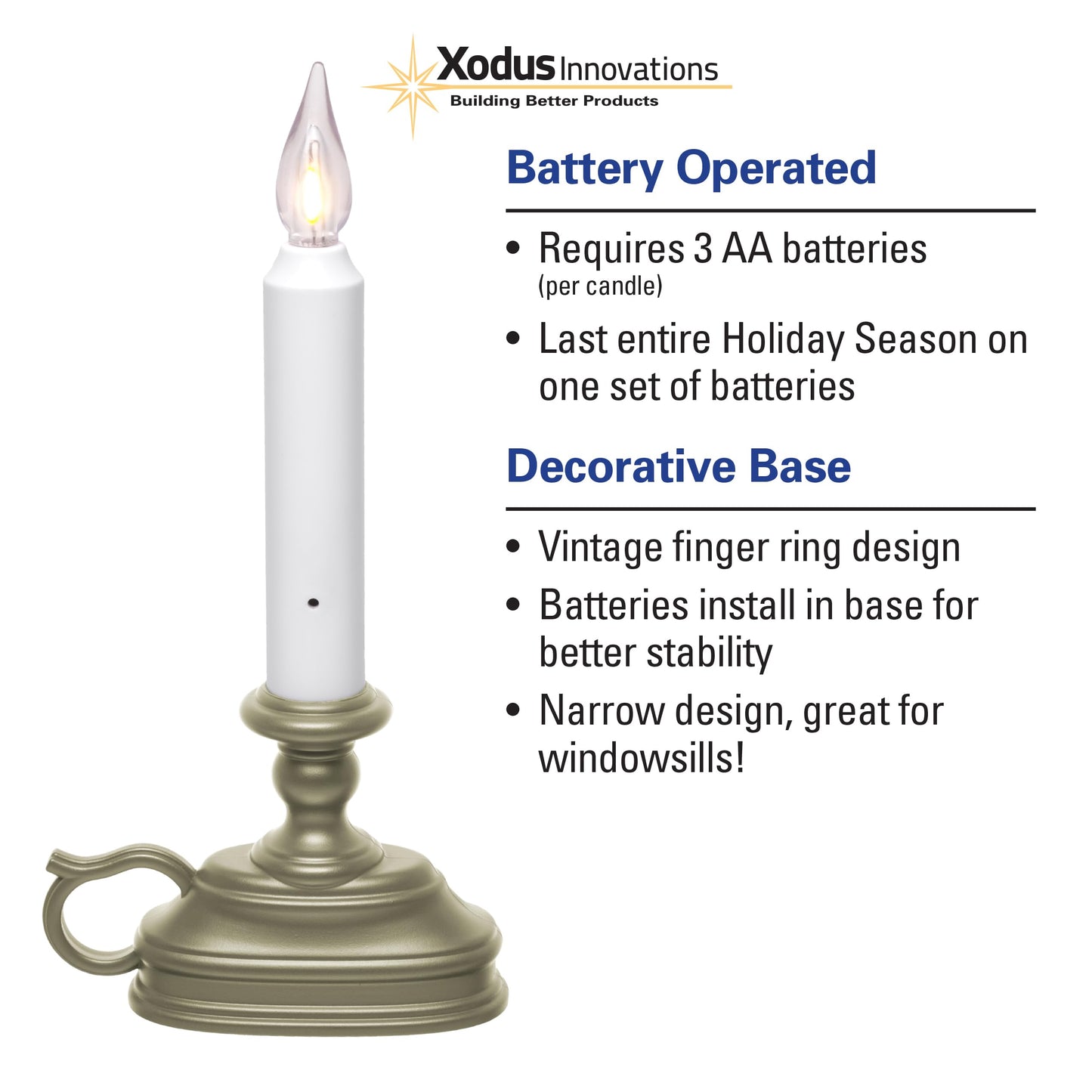 VC1820A 8.5 inch Battery Operated Vintage Filament LED Flameless Window Candle with Dusk to Dawn Timer and 3 Flame Settings, Antique Bronze/Black