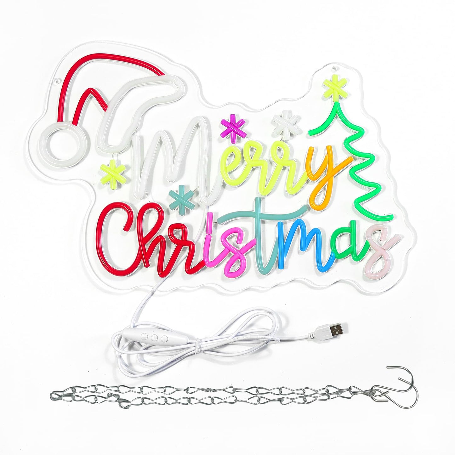 Merry Christmas Neon Sign Dimmable USB Powered LED Light For Wall Decor Led Lights For Christmas Bar Man Cave Club Party Room Shop Window Neon Light for Xmas Display & Party