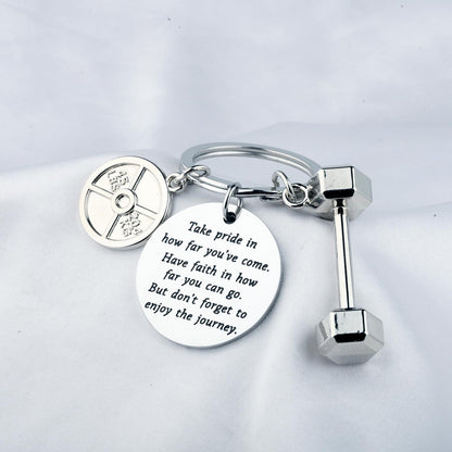 FUSTMW Fitness Keychain Weightlifting Gifts for Exercise Lovers Dumbbell Workout Gifts for Instructor Bodybuilder Keyring (Dumbbell K)