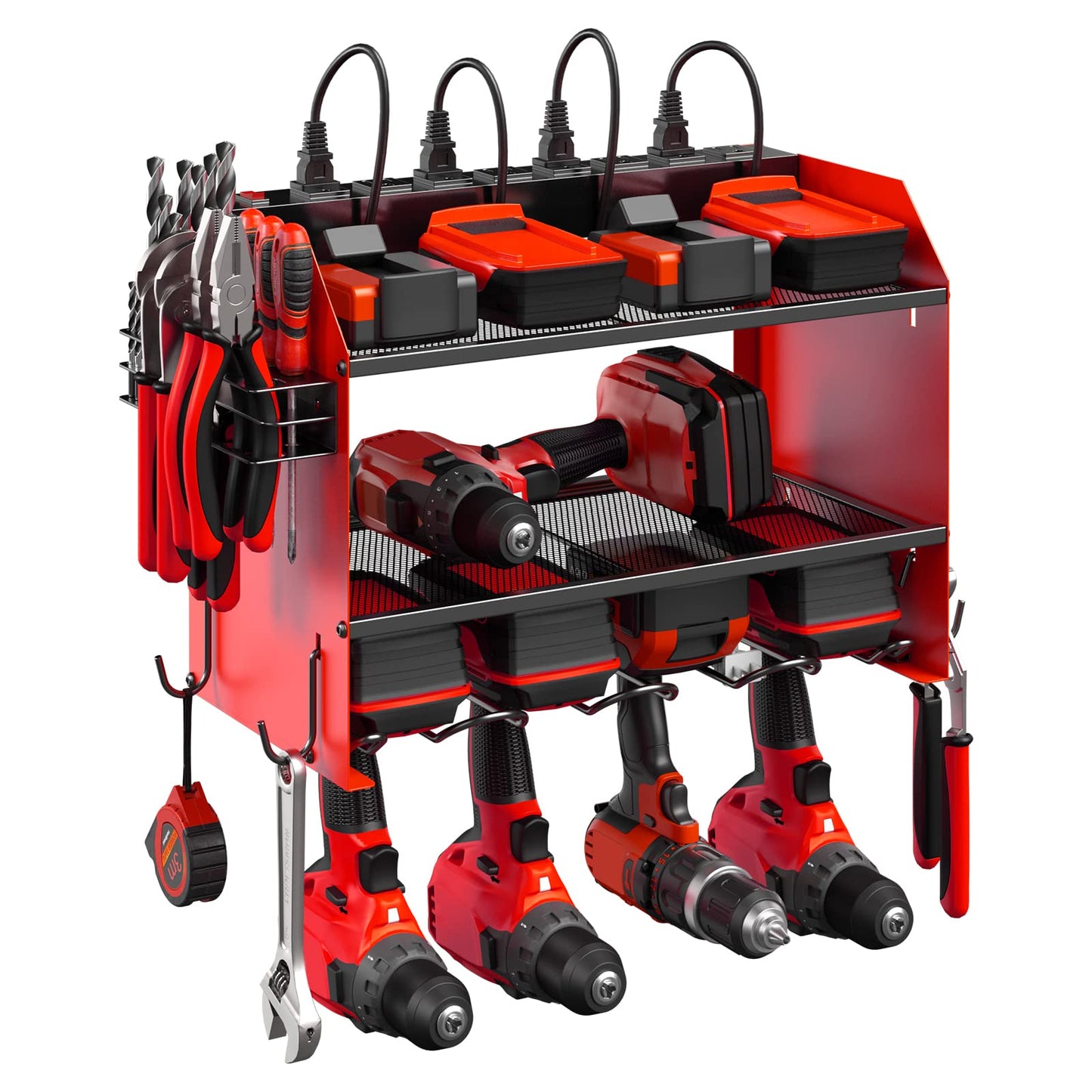 CCCEI Wall Mount Modular Tool Charging Organizer, Red, 1 Pack, 3 Tier.
