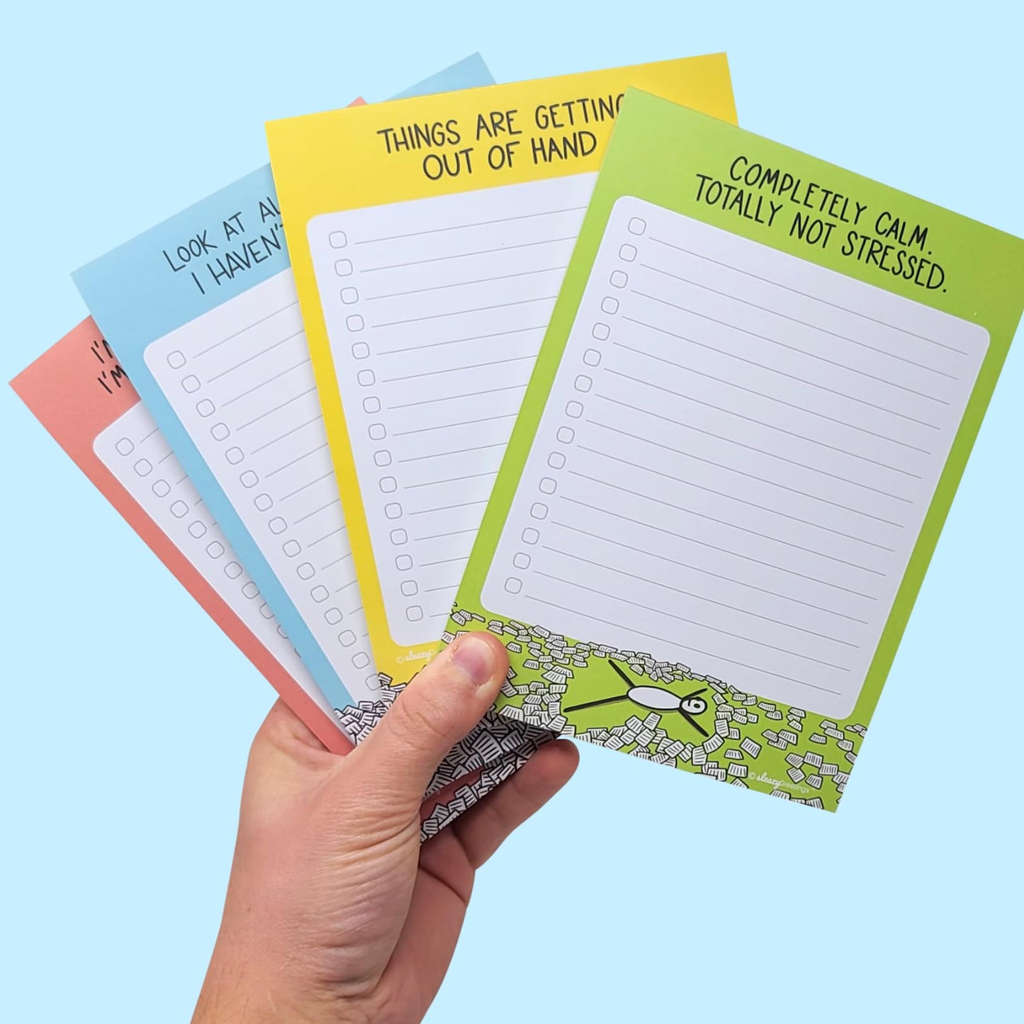 Sleazy Greetings Funny To Do List Notepad (4 Large Notepads) - 5 x 7-Inches Sarcastic Memo Pad Grocery Lists Note Pads - Funny Teacher Office Coworker Gifts for Women