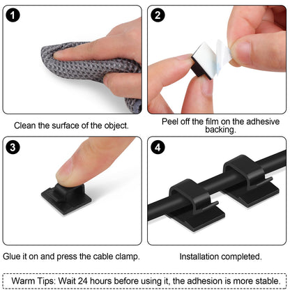 Romeda 100 Pieces Adhesive Cable Clips, Upgrade Wall Clamp Cord Clips Wire Clips for Cords, Charging Cable Management, Clips Wire Holder Wire Management for Ethernet Cables, Under The Table, Cars