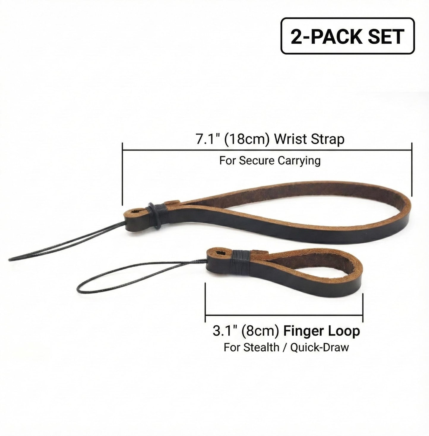 SNLxStudioz Genuine Leather Camera Wrist Strap for Fujifilm X100VI, Ricoh GR III - Hand Strap & Finger Loop Set (2-Pack) - Handmade Anti-Scratch Micro-Cord Lanyard for Compact Cameras