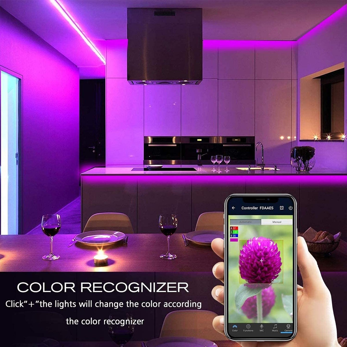 MIHEAL Led Light Strip, WiFi Wireless Smart Phone Controlled 65.6ft Waterproof Strip Light Kit White Band 5050 LED Lights,Working with Android and iOS System,IFTTT