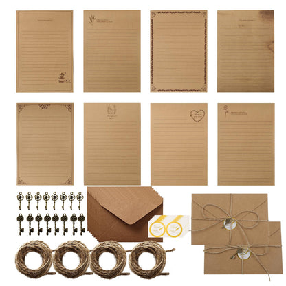 96 PCS Vintage Stationery Set, 32 Aged Paper with 16 Matching Envelopes, Vintage Antique Old Fashion Paper, Premium Old World Letter Writing Kit for Invitations, Love Letters, Thank You Notes