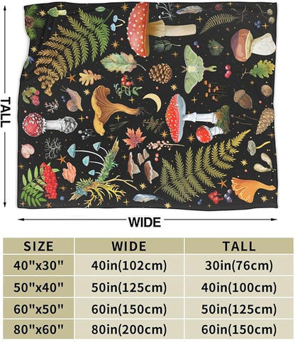 Mushroom Flannel Fleece Bed Blanket Throw Blanket Lightweight Cozy Plush Blanket for Bedroom Living Rooms Sofa Couch 50"X40"