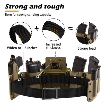 JUKMO Men's Ratchet Tactical Belt, 1.5" Nylon Web Work Belt with Automatic Slide Buckle, Adjustable Trim to Fit (Black, Medium)