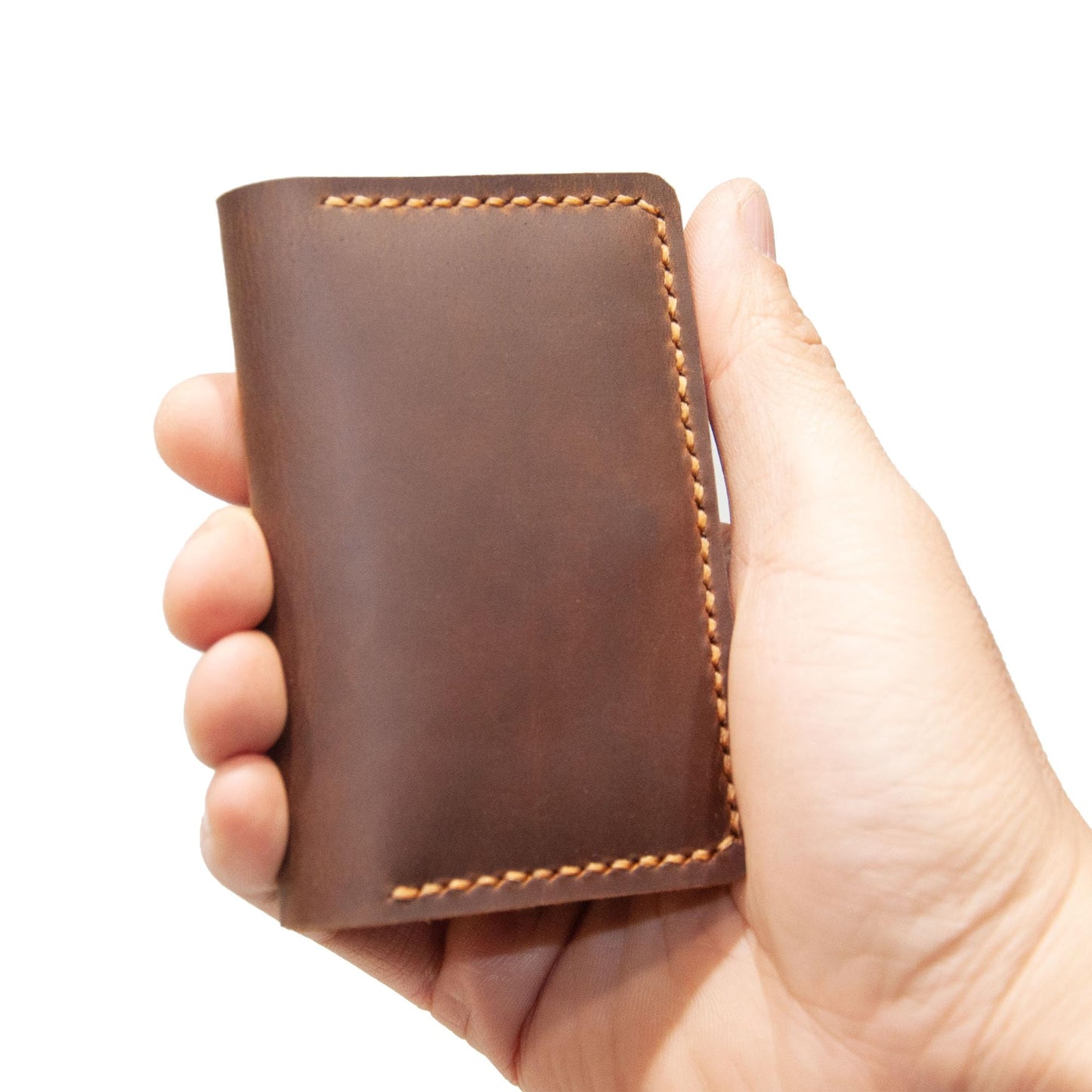 Turbosnail Leather Origami Wallet, Minimalist Bi-Fold, RFID Protected, Brown