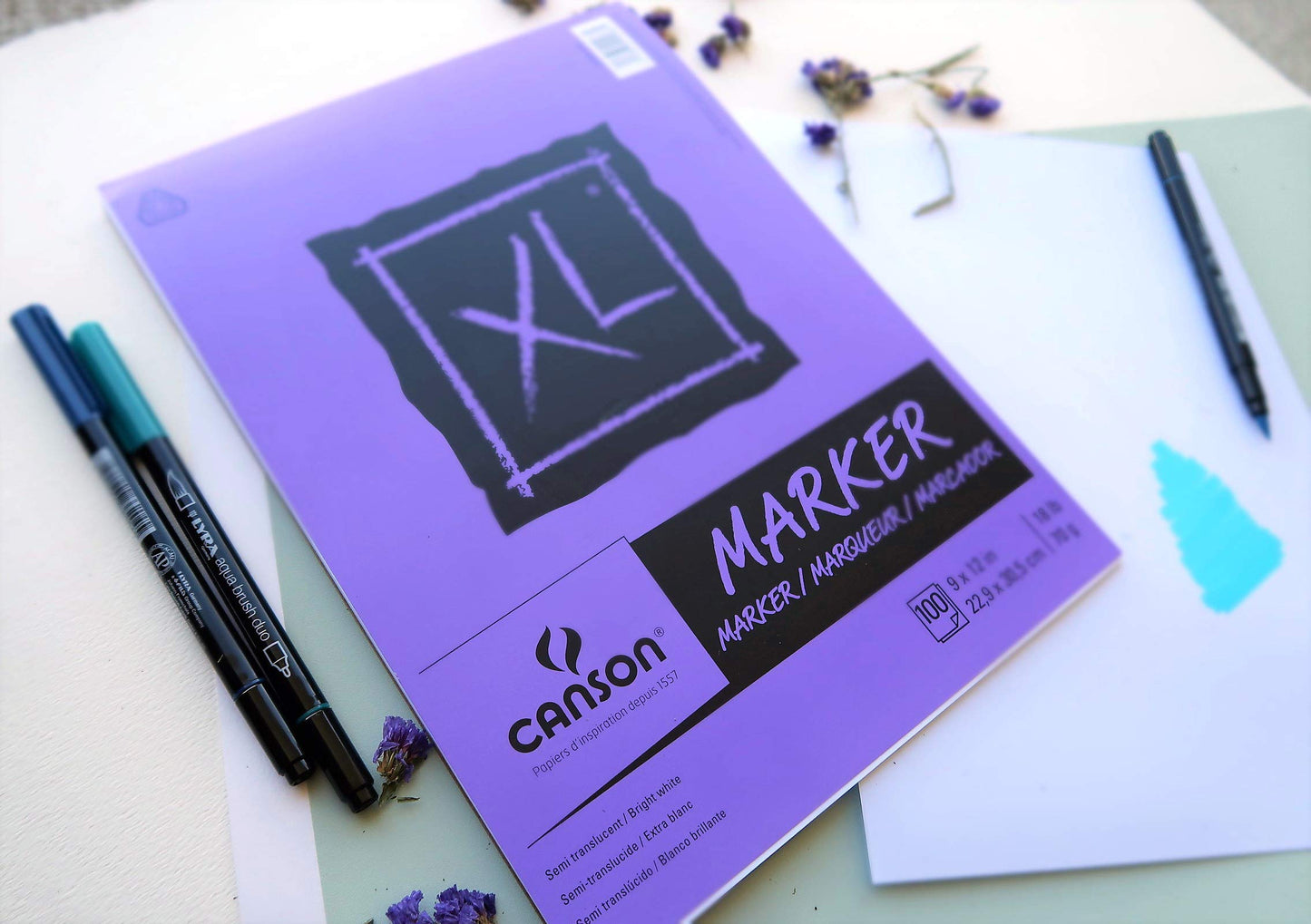 Canson XL Series Marker Paper, Foldover Pad, 9x12 inches, 100 Sheets (18lb/70g) - Artist Paper for Adults and Students