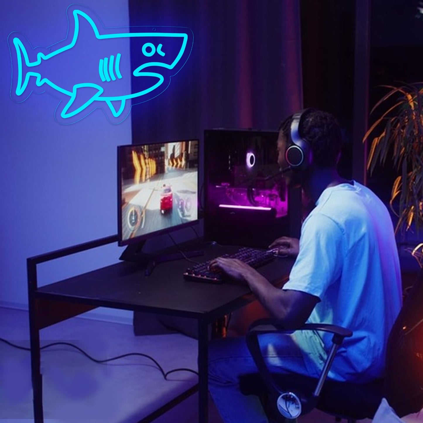 Balanar Shark Neon Signs for Wall Decor,Dimmable USB Powered LED Shark Light Animal Wall Decor Christmas Birthday Gift for Boys Men, Bedroom Living Room Man Cave Home Decoration10*15.7Inch