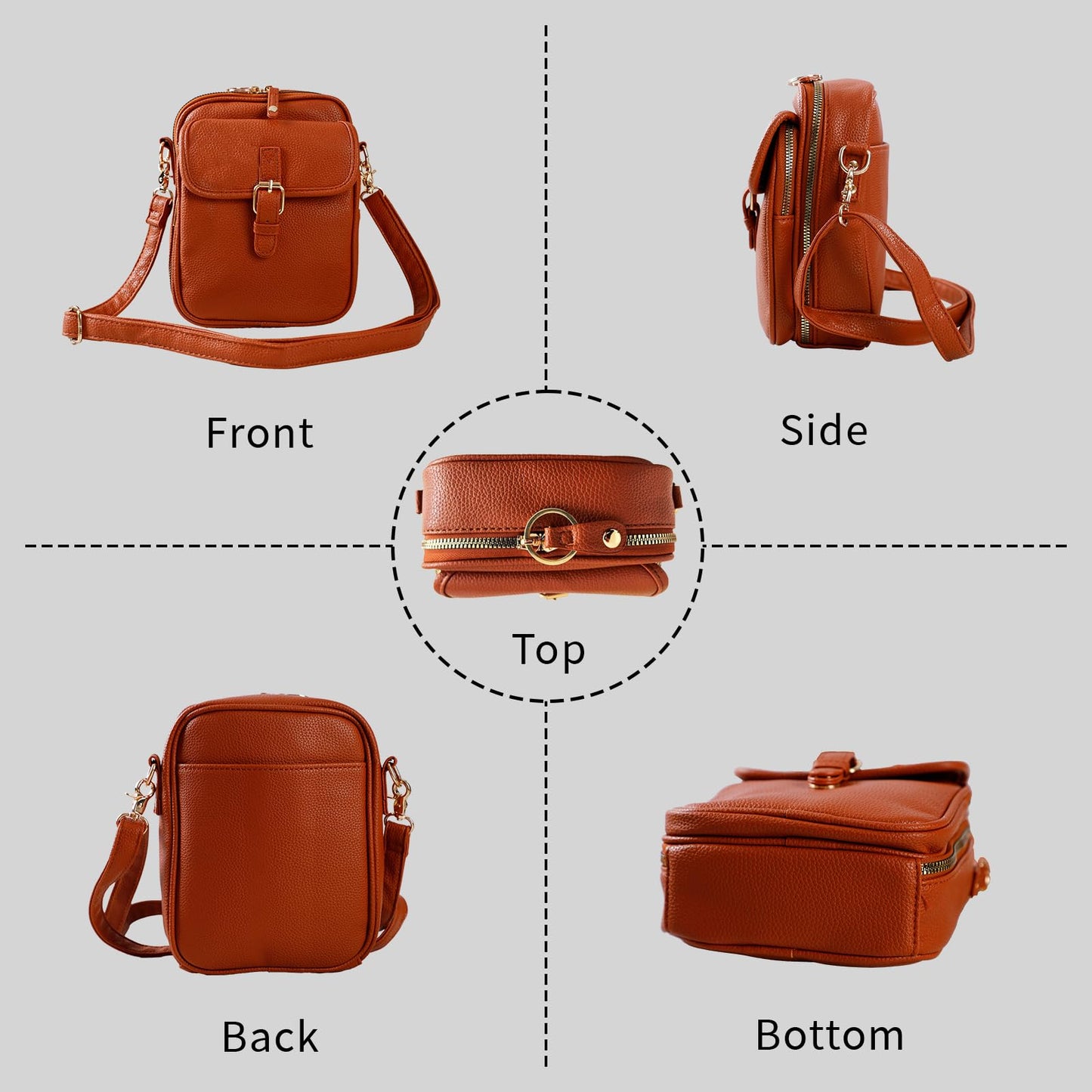Leather Crossbody Bag for Women - 2025 Vintage Anti-Theft Messenger Bag with Double Layer Large Capacity, Built-in Purse Card Slots,Retro Faux Leather Shoulder Sling Bag for Travel (Brown, Large)