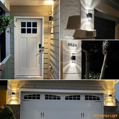 tewei LED Square Up and Down Lights Outdoor Wall Mount Light,14W IP65 3000K 1100LM Warm White, Modern Fixtures Aluminum Waterproof Exterior Lamps for Front Porch Patio Garage