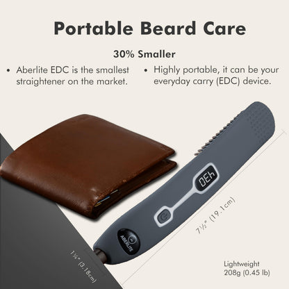 Aberlite EDC - Men's Professional Heated Beard Straightening Brush and Grooming Tool (for 0.5 inch plus Beards) (Black)