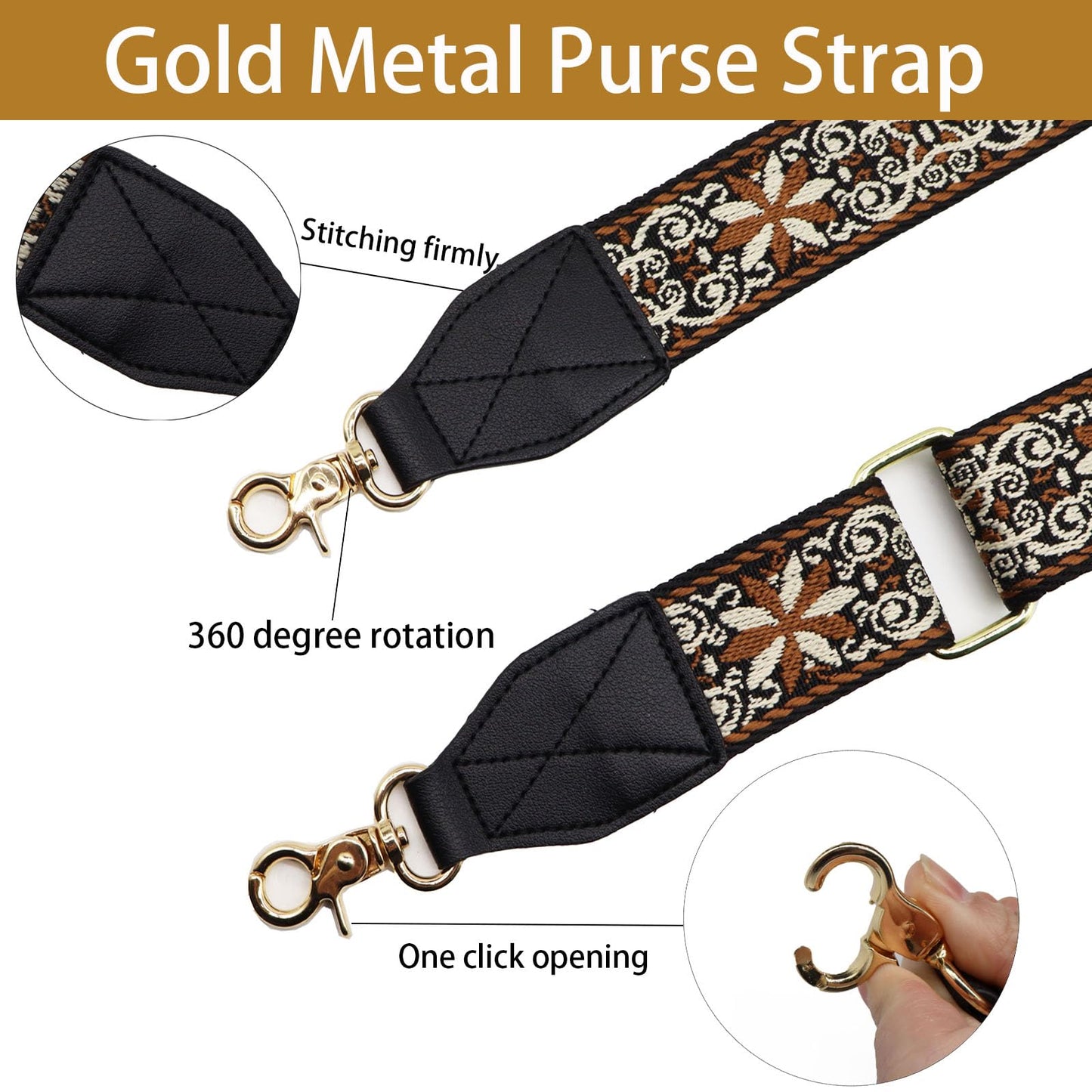 Purse Strap Handbag Accessories Crossbody Bag Adjustable Replacement Conversion Kit,Black Bag Straps for Large Shoulder Bag