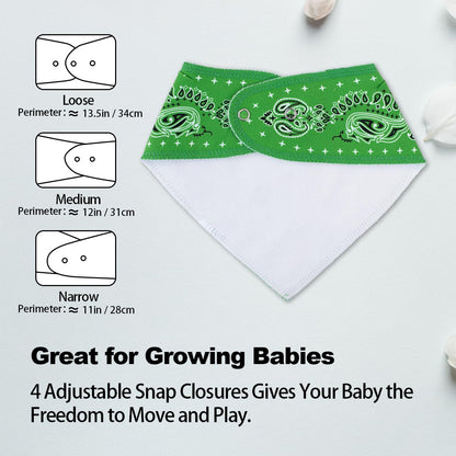 Maiwa 10 Pack Baby Triangle Bandana Bibs for Boys Girls for Drool Teething Eating with Snaps