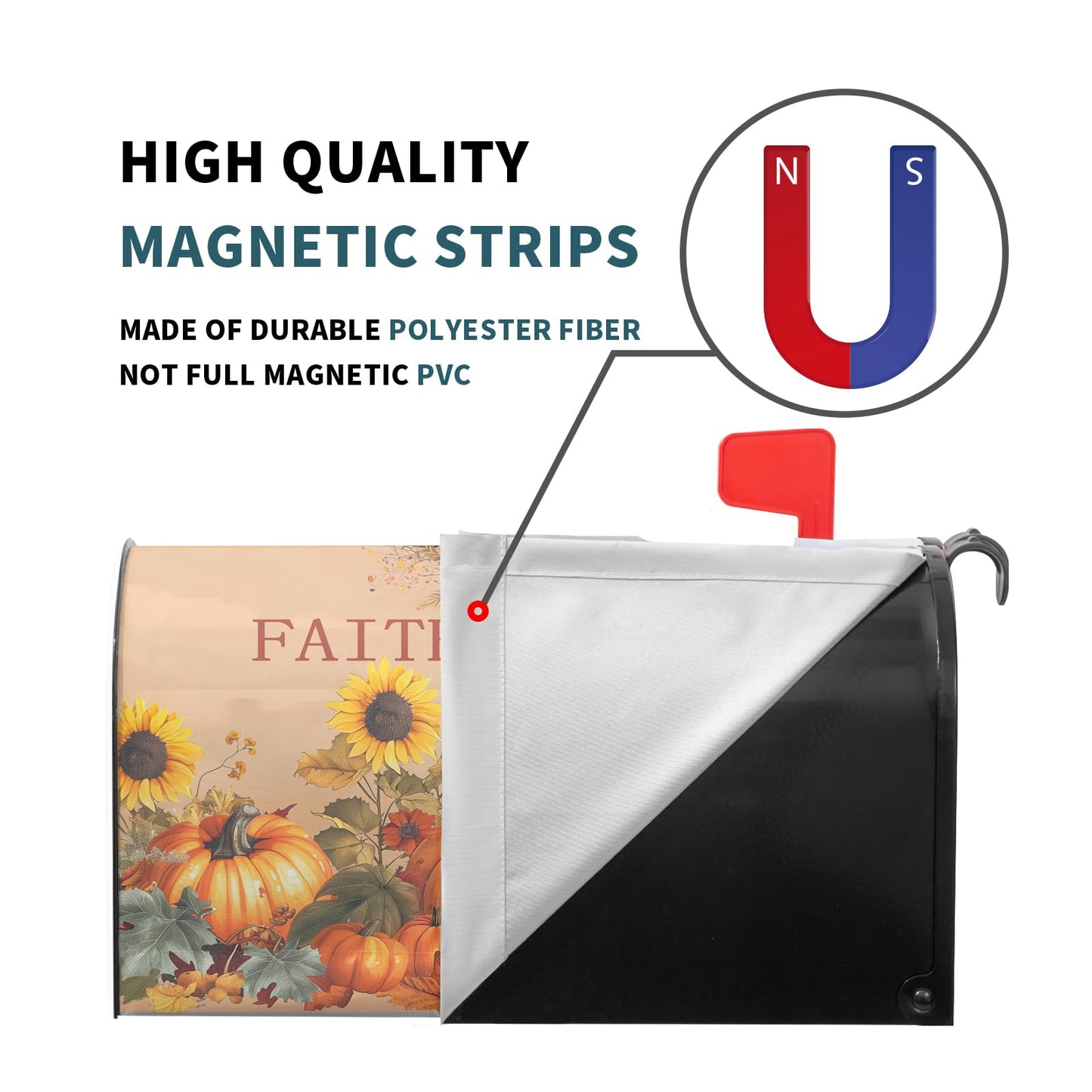 Autumn Pumpkin Sunflower Magnetic Mailbox Covers Large Size 25x21 Inch Fall Mailbox Wraps Magnetic Thanksgiving Harvest Post Letter Box Cover for Home Garden Yard Outdoor Decor
