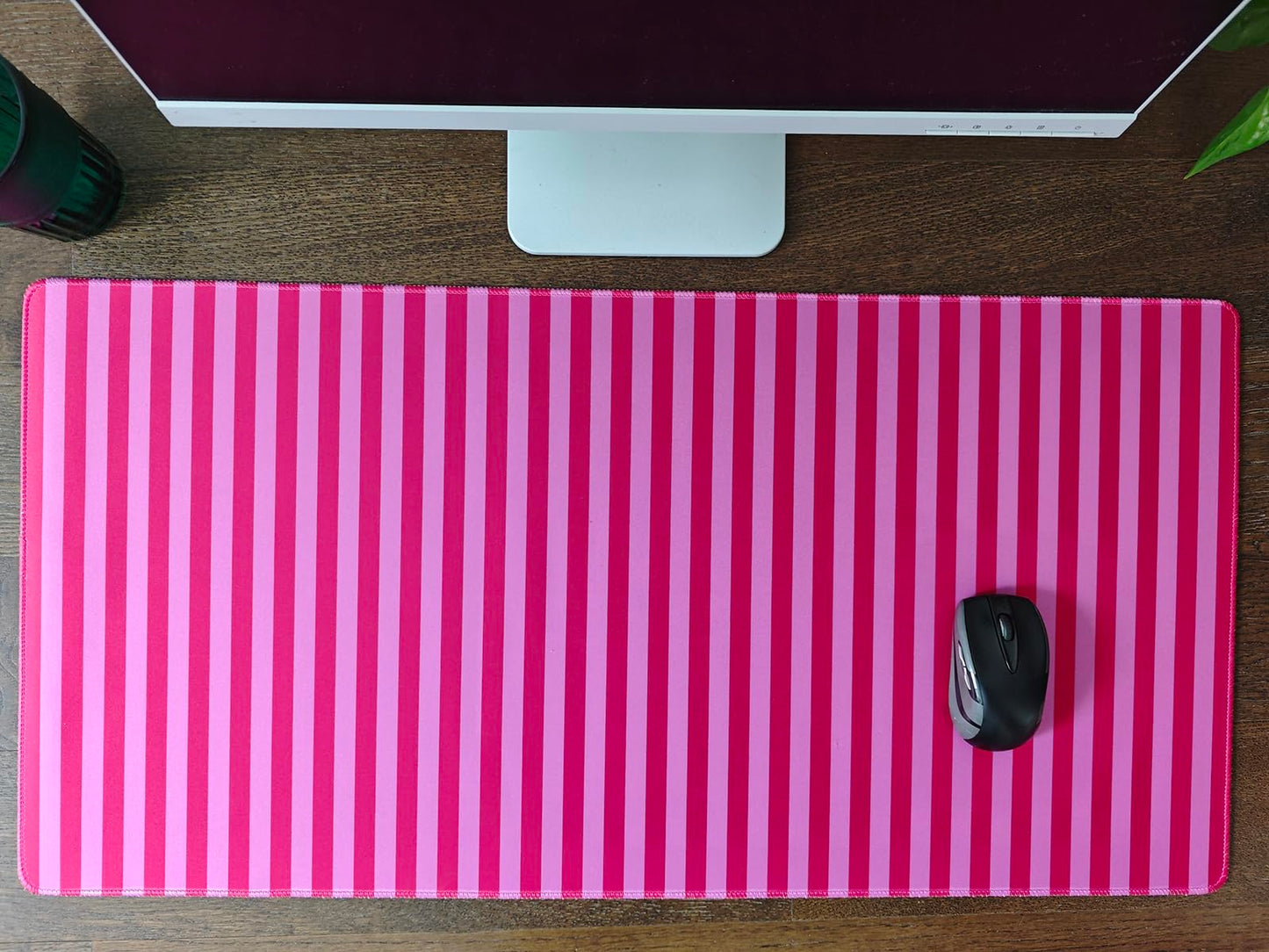 ohisxiacy Pink Red Striped Desk Mat Cute Pastel XXL Large Gaming Mouse Pad Desk Pad Kawaii Aesthetic Cozy Keyboard Laptop Computer Mat Home Office Decor for Women