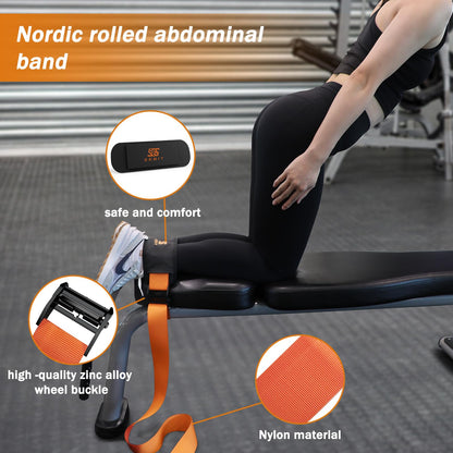 SEBIT Hamstring Curl Strap,59 inches Adjustable Squat Strap Foot Dumbbell Strap,Exercise Strap Assisted Leg Curl Strap Leg Tibialis Raises Workout for Outdoor(Light Pinkish Orange)