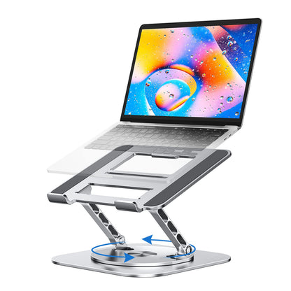 MCHOSE Adjustable Laptop Stand for Desk, Ergonomic Laptop Riser with 360° Rotating Base, Foldable Notebook Computer Holder Stand Compatible with MacBook Air Pro, Dell XPS, More 10-15" Laptops, Silver