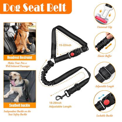 LOBEVE No Pull Dog Harness, Collar & Leash Set | Includes Dog Seat Belt, Collapsible Bowls & Poop Bag Dispenser. Ideal for Training, Walking, Hiking. Fits Small to Large Dogs(Blue-L)