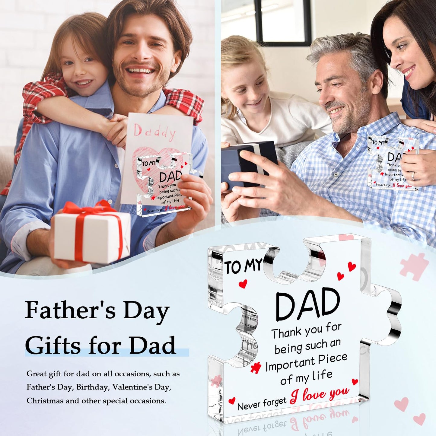 iLifemate Dad Gifts, Birthday Gift for Dad - Engraved Acrylic Plaque 3.9 x 3.2 x 0.47 inches, Cool Dad Presents from Daughter, Son, Wife, Heartwarming Men Birthday Gift, Ideas