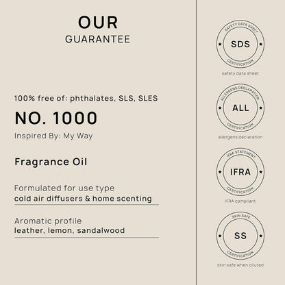 VINEVIDA [32 Fl Oz] Scent № 1000 Inspired by My Way Diffuser Oil; Hotel Scents for Cold Air Diffuser - Waterless Diffuser Oil