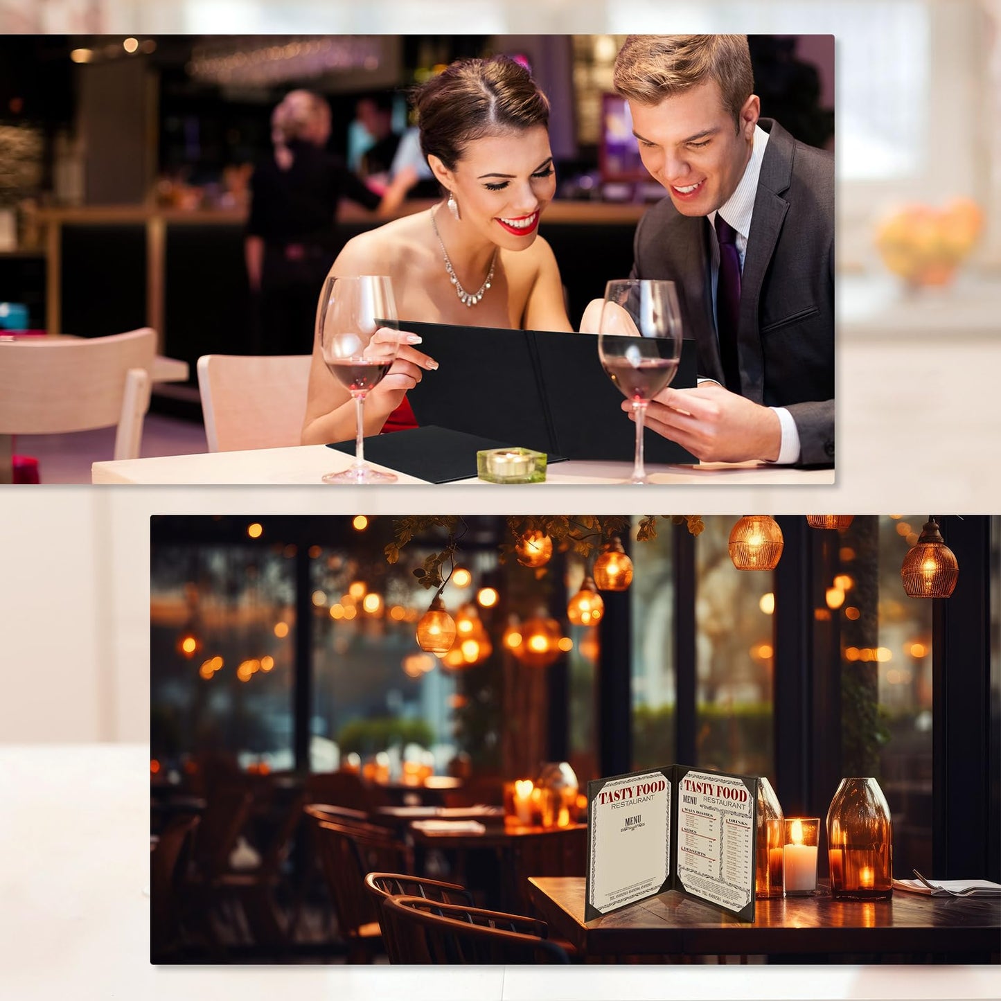 Skyygemm 10 Pcs Leather Menu Covers Holders 8.5 x 14 Inches, Waterproof Double View Leather Menu Book Dinner Holder 2 View for Restaurant Hotel Bar