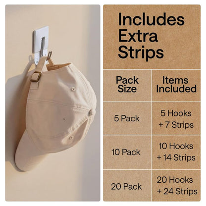 GORILLA GRIP Adhesive Hooks for Hanging, Heavy Duty Self Adhesive Wall Hooks, Damage-Free Removable Metal Hook, No Tools Required, Wall Hanger for Kitchen Bathroom Towel Coat Keys Purse, 5 Pack