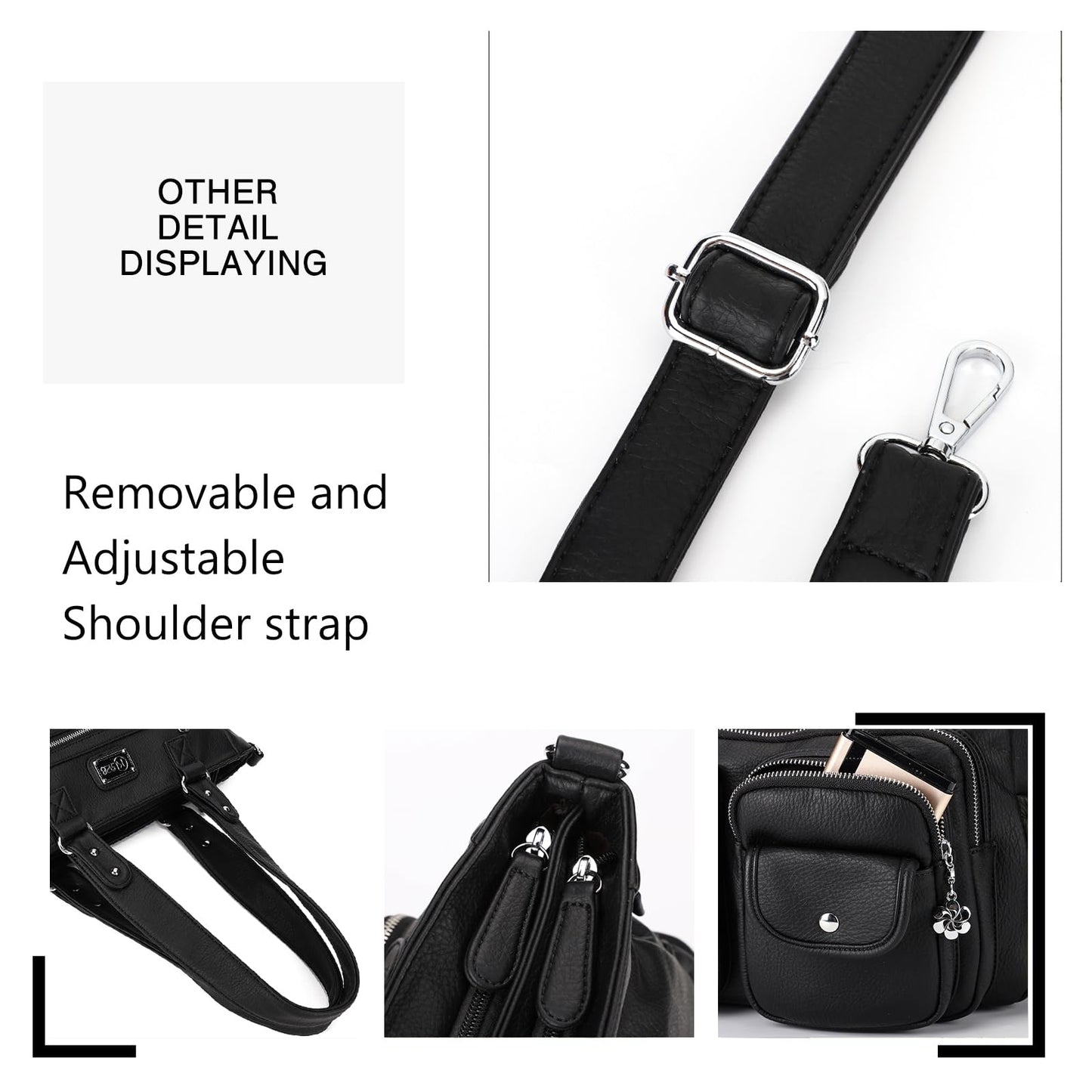 KL928 Large Purses for Women Shoulder Bag Tote Handbags Stylish Vegan Leather Hobo Bags Ladies, A-Black-4