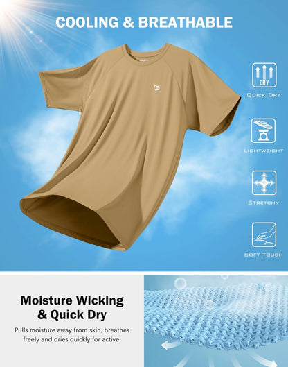 G Gradual Men's Athletic Workout T-Shirts Moisture Wicking Cooling Running Shirts Short Sleeve Performance Tee for Gym Tennis(Khaki,4XL)