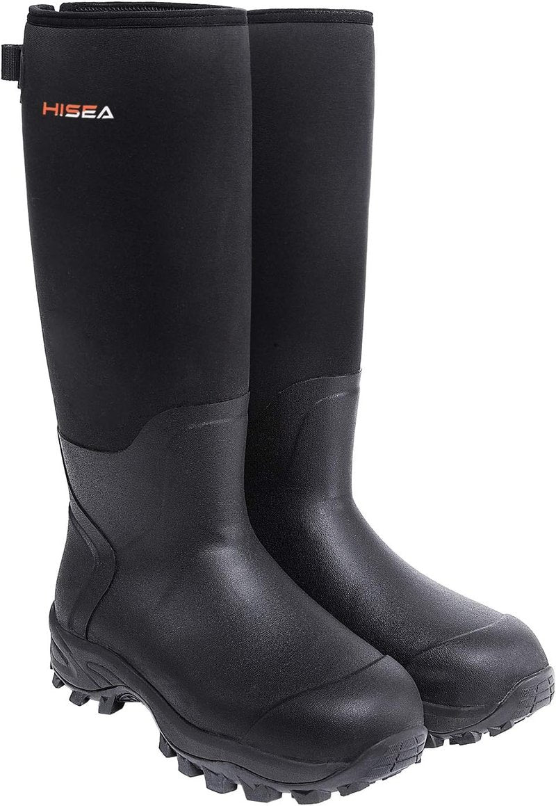 HISEA Rubber Hunting Boots - Tall Waterproof Neoprene Insulated | Durable Slip-Resistant Design for Men