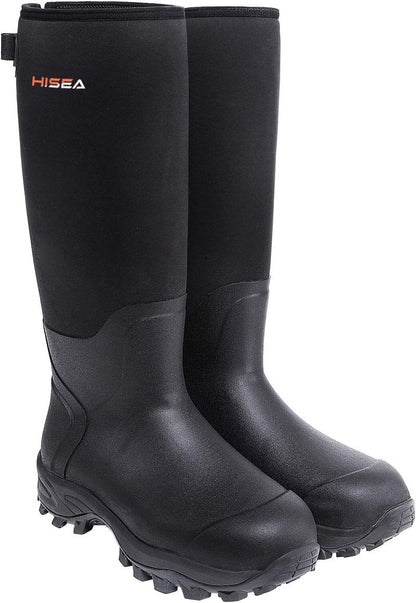 HISEA Rubber Hunting Boots - Tall Waterproof Neoprene Insulated | Durable Slip-Resistant Design for Men