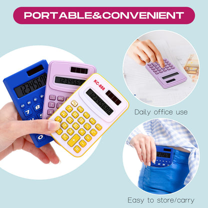 Yunsailing 48 Pcs Pocket Calculators Bulk Mini 8 Digit Handheld Calculator Small Basic Standard Calculator for Students Kids Teachers School Desktop Home Office, 3 Designs (Fresh)
